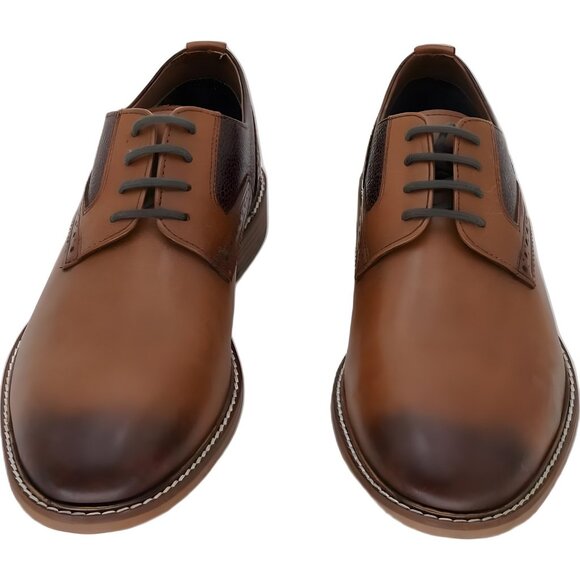 Thomas Vine Clayton Men\'s Plain Toe Brogue Derby Shoe Cognac 8M